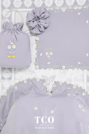 Telekung Daisy Luxe in Gray Lilac