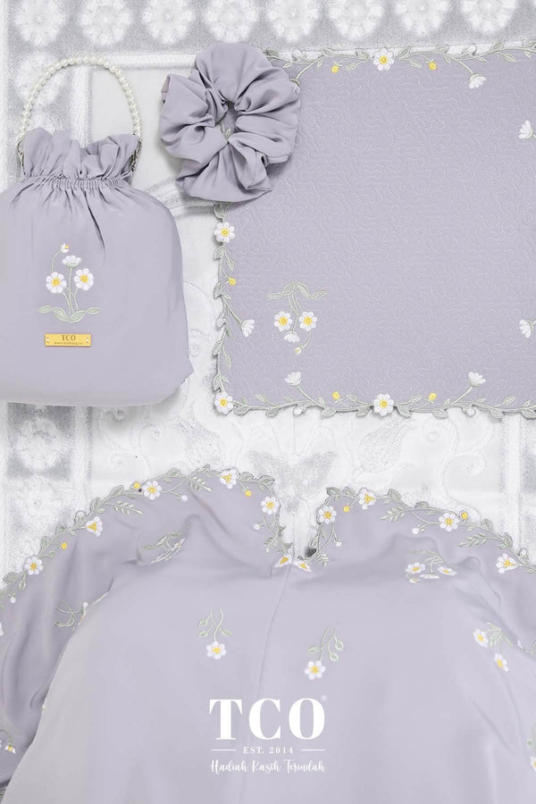 Telekung Daisy Luxe in Gray Lilac