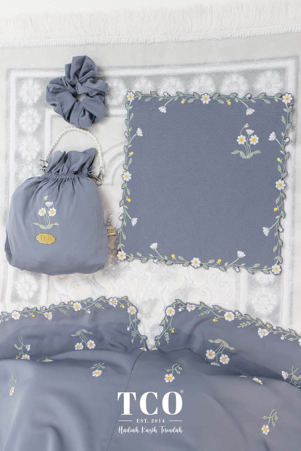 Telekung Daisy Luxe in Icy Gray