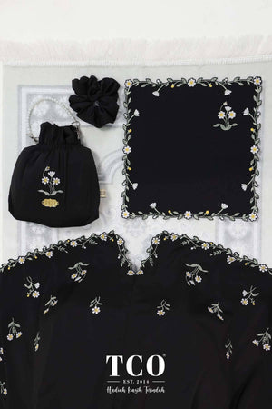 Telekung Daisy Luxe in Jet Black