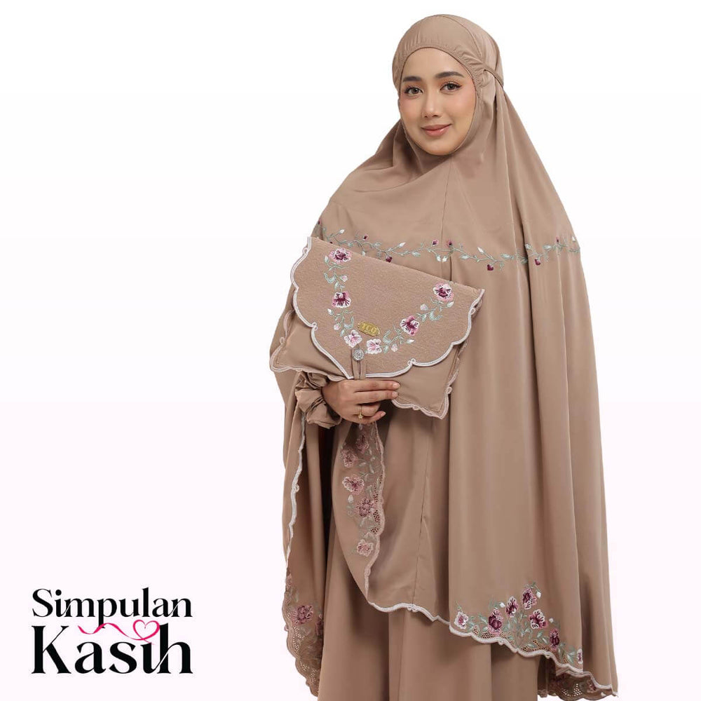 Telekung Mekar Luxe in Coco Mocha