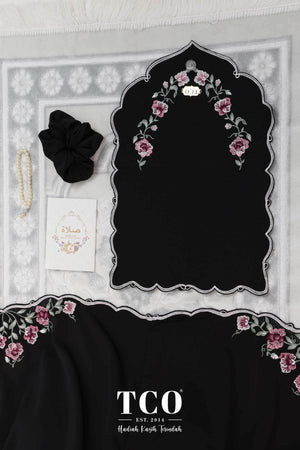 Telekung Mekar Luxe in Jet Black