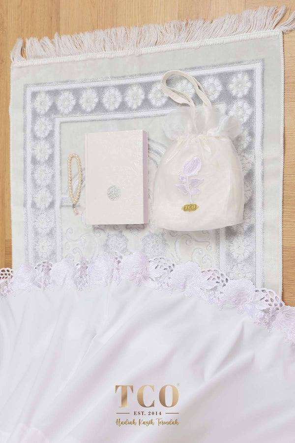 Telekung Nuur Fleur in Snow White Pure