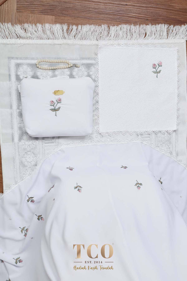 Telekung Nuur Petal in Snow White Berry