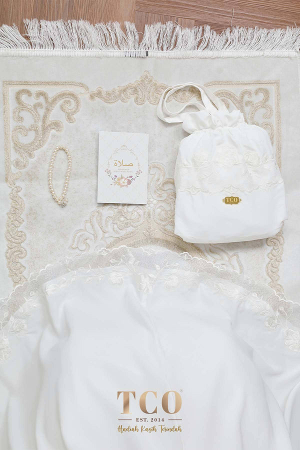 Telekung Nuur Rose in Off White Pure