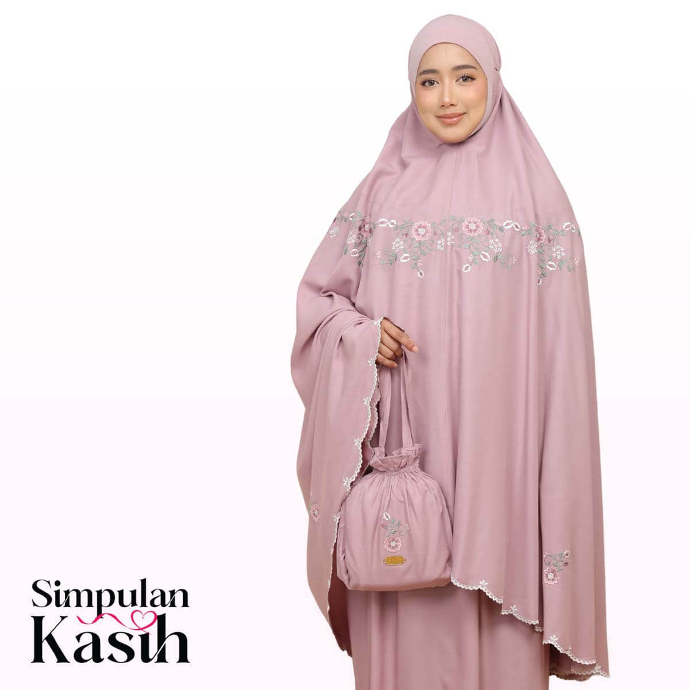 Telekung Pearl Ratna in Plum Mauve