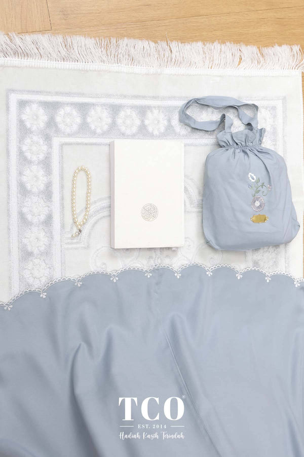 Telekung Pearl Ratna in Smoky Bluish