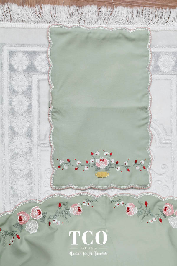 Telekung Pearl Rosabella in Serene Green