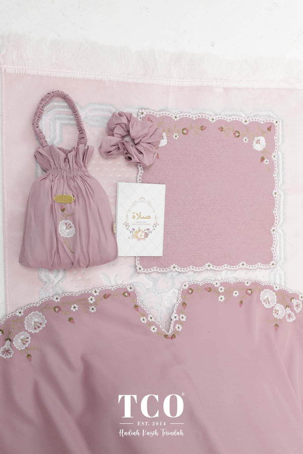 Telekung Pearl Yasmine in Plum Mauve