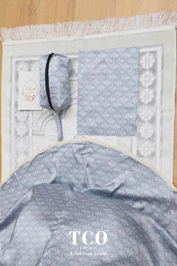 Telekung Travel Ezi Damask in Blue