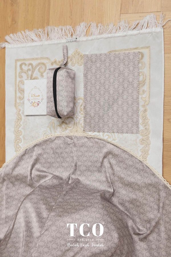 Telekung Travel Ezi Damask in Brown