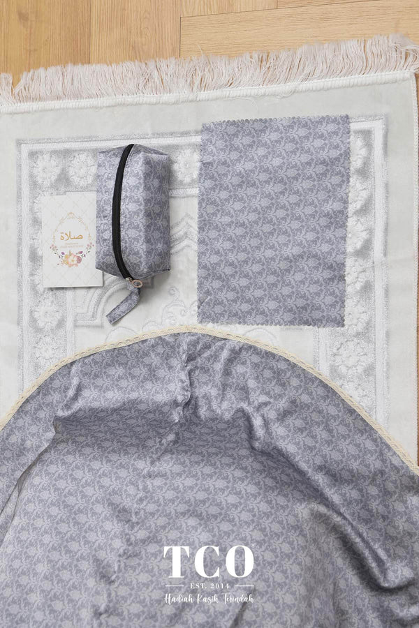 Telekung Travel Ezi Damask in Gray