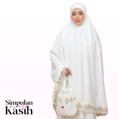 Telekung Nuur Rose in Off White Cream
