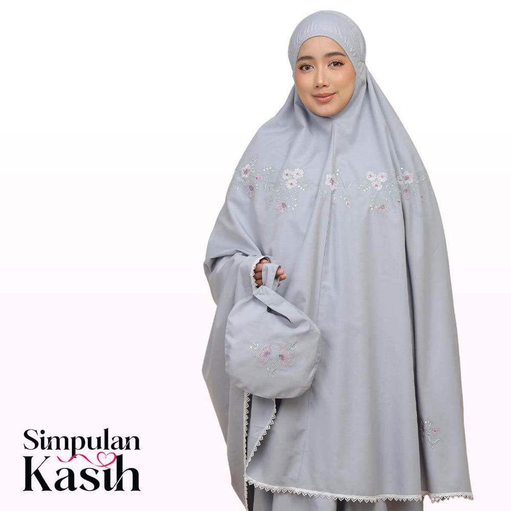 Telekung Salma in Ash Gray