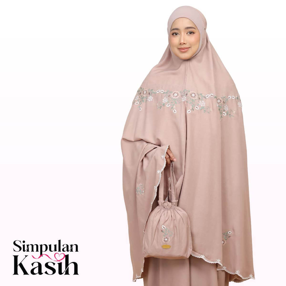 Telekung Pearl Ratna in Creamy Mocha