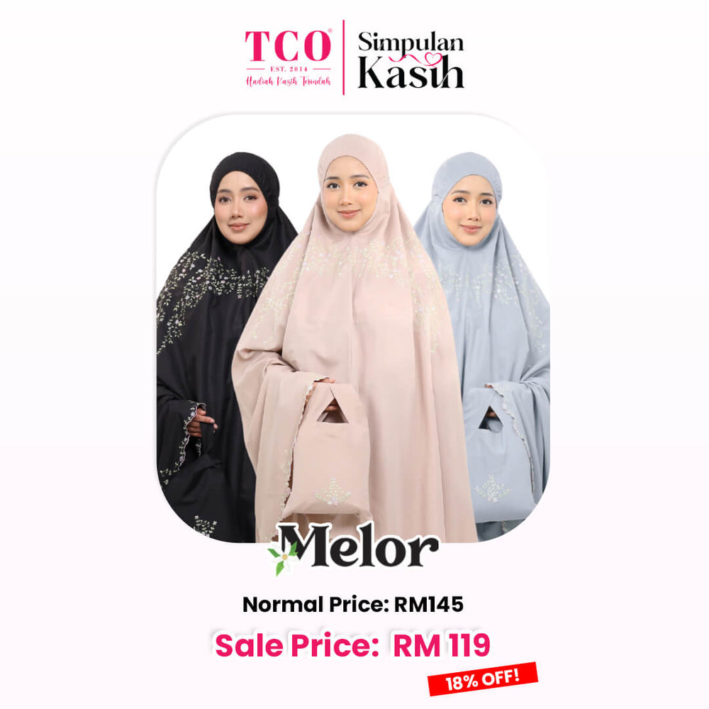 Telekung Melor in Black