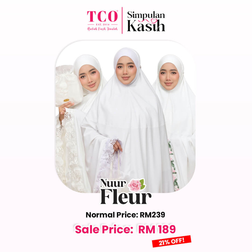 Telekung Nuur Fleur in Off White Pure