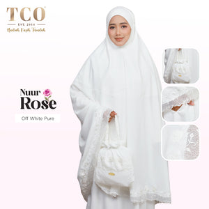 Telekung Nuur Rose in Off White Pure
