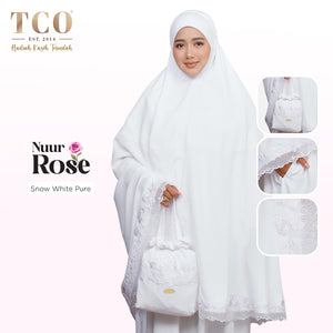 Telekung Nuur Rose in Snow White Pure