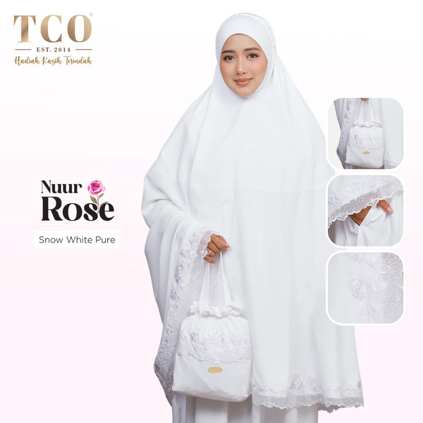 Telekung Nuur Rose in Snow White Pure