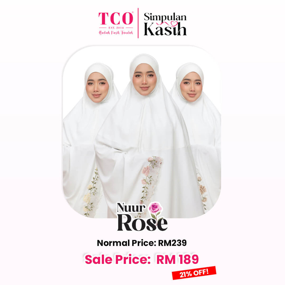 Telekung Nuur Rose in Off White Pure