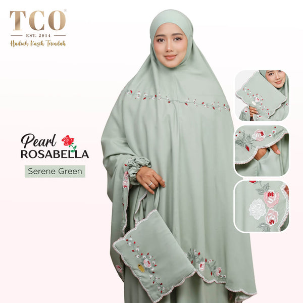 Telekung Pearl Rosabella in Serene Green
