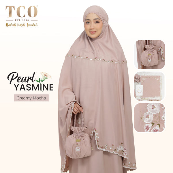 Telekung Pearl Yasmine in Creamy Mocha
