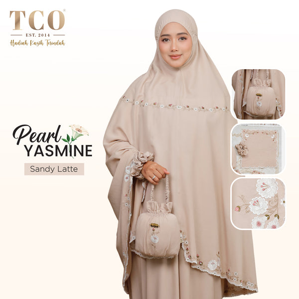 Telekung Pearl Yasmine in Sandy Latte