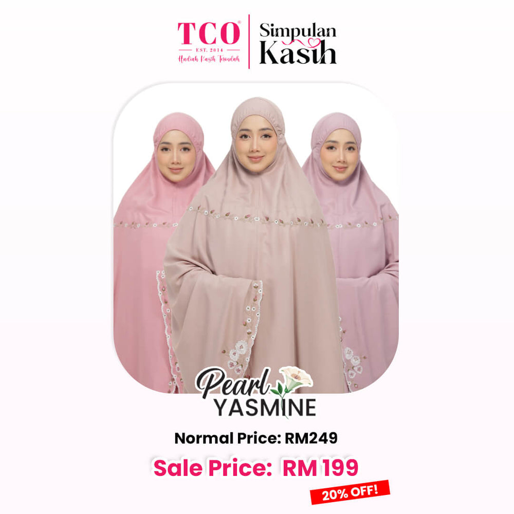 Telekung Pearl Yasmine in Pinky Blush