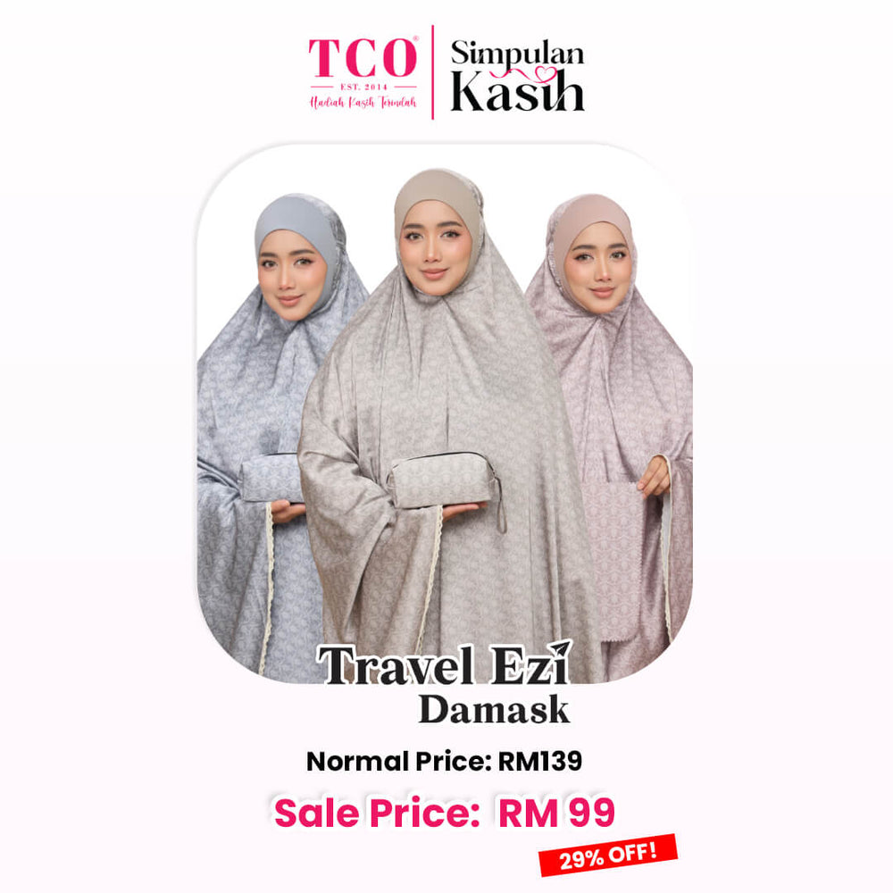 Telekung Travel Ezi Damask in Blue